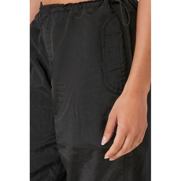 NEW Almost Famous Black Nylon Parachute Pants Toggle Joggers, Size L - Picture 5 of 16